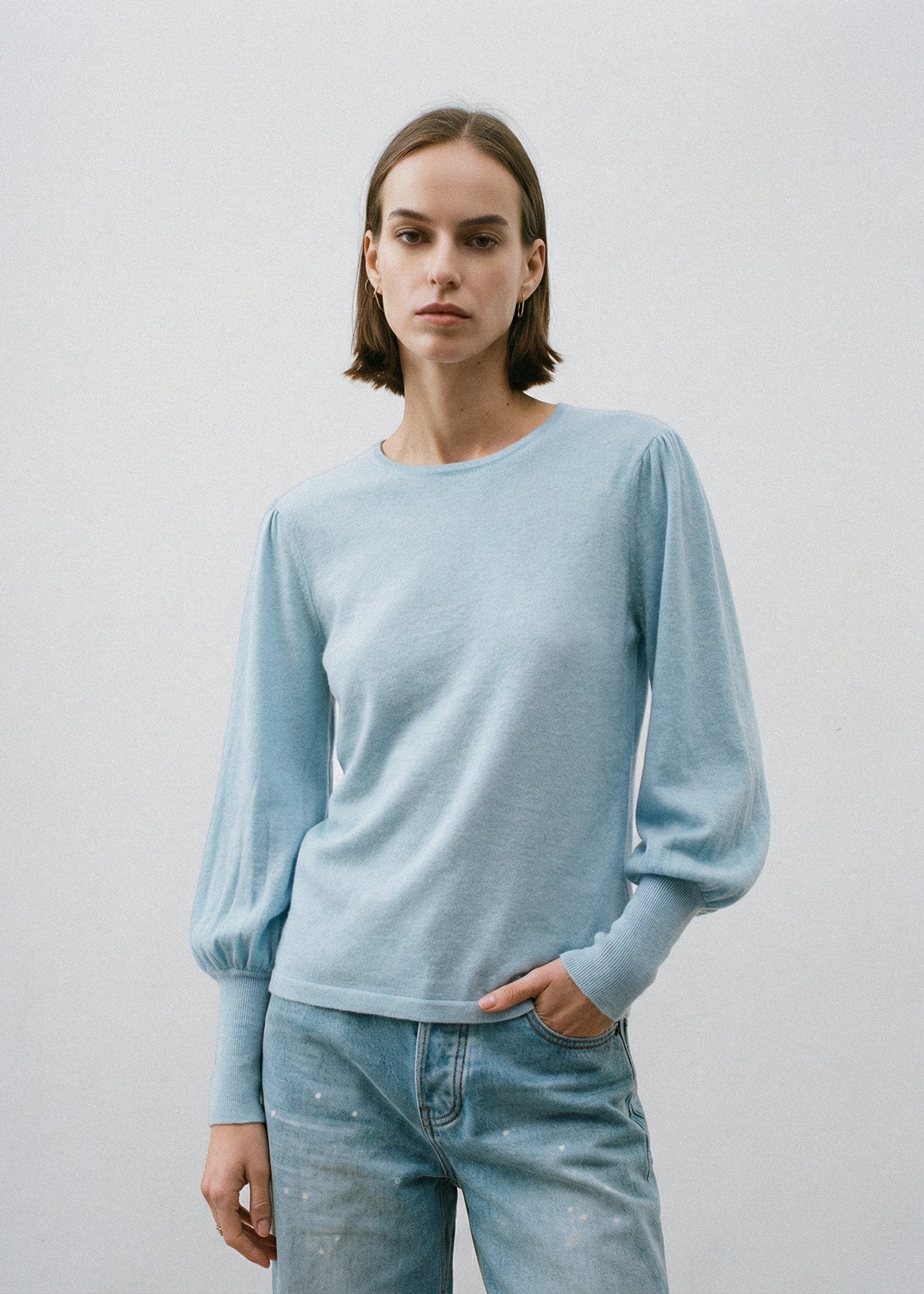 Aleger 071 bell sleeve pale blue 1