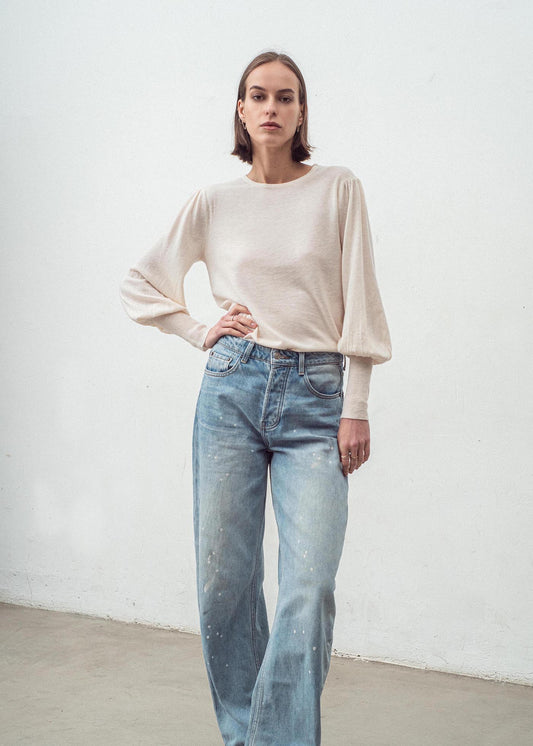 Aleger 071 bell sleeve in winter white