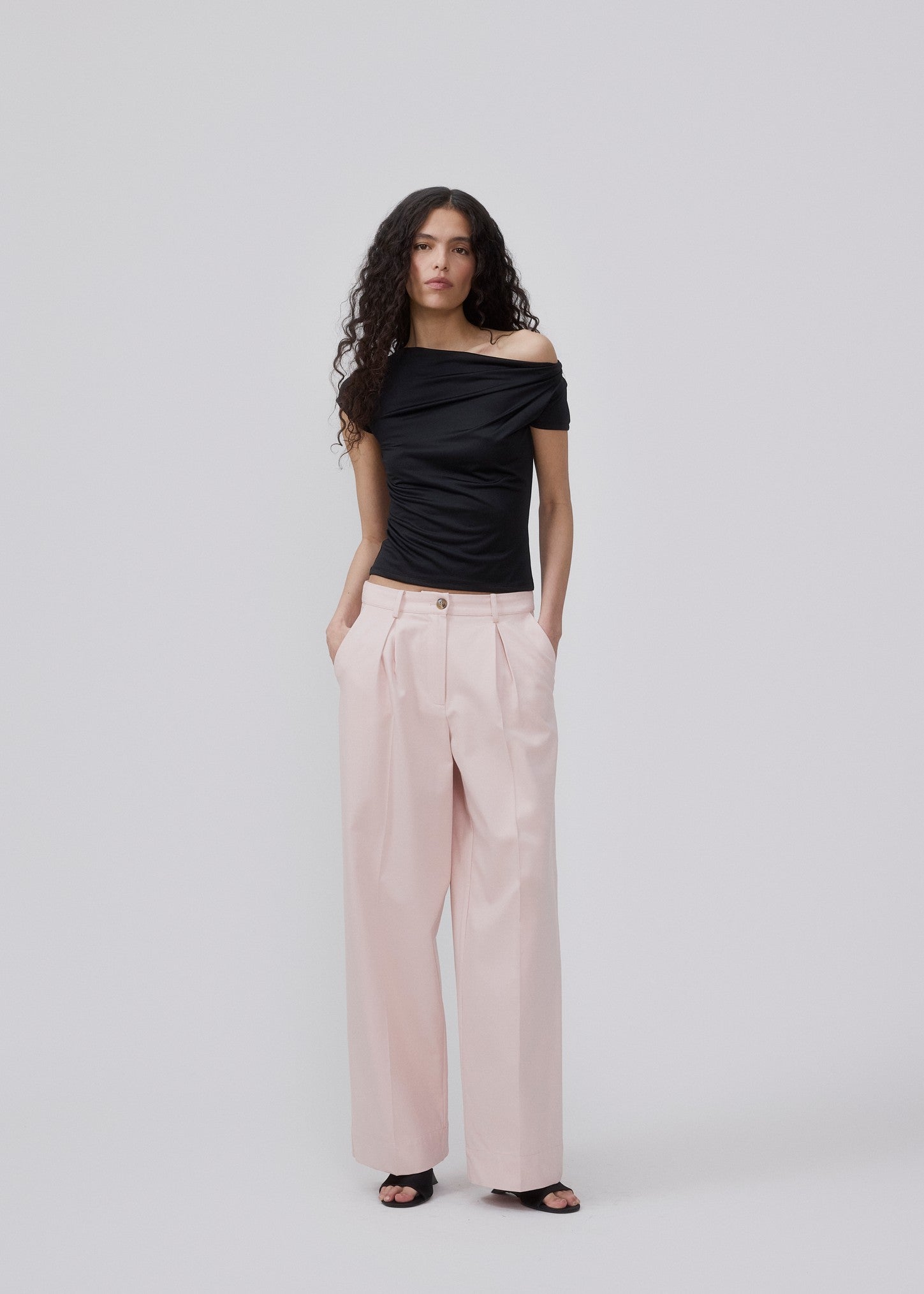 Modstrom Hima md drapey t-shirt in black 1