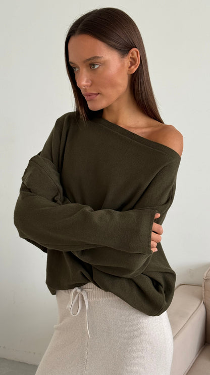Charli Poppy sweater in khaki image 2
