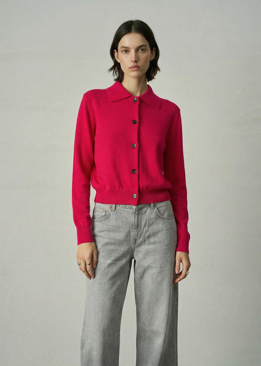 Aleger 491 cashmere cardi in fushia 1