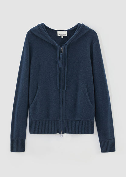 Aleger 496 cashmere hoody in storm blue 2