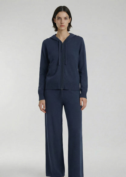 Aleger 496 cashmere hoody in storm blue 1