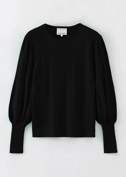 Aleger bell sleeve in black flat lay