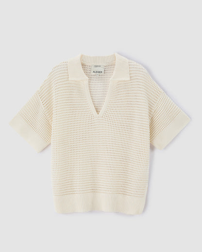 N.2305 Open Stitch Polo – Ivory