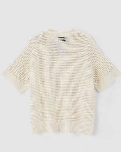 N.2305 Open Stitch Polo – Ivory