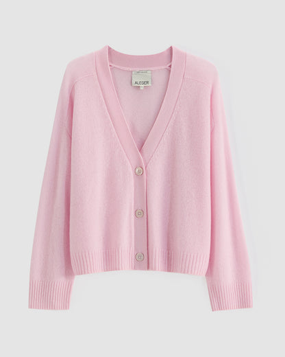 N.2275 Cashmere Featherweight Cardi – Pearl Pink