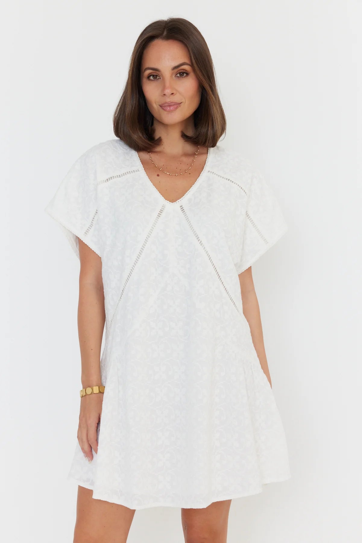 Alexandra Isaac dress in white 5