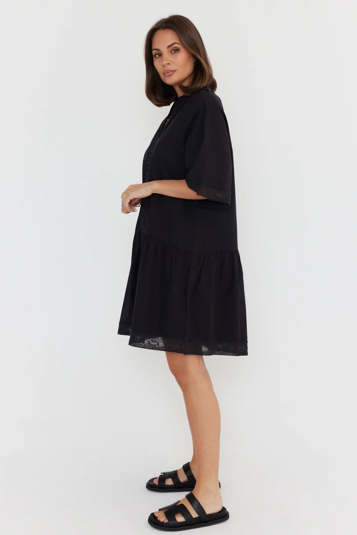 Alexandra Josah dress in black side on