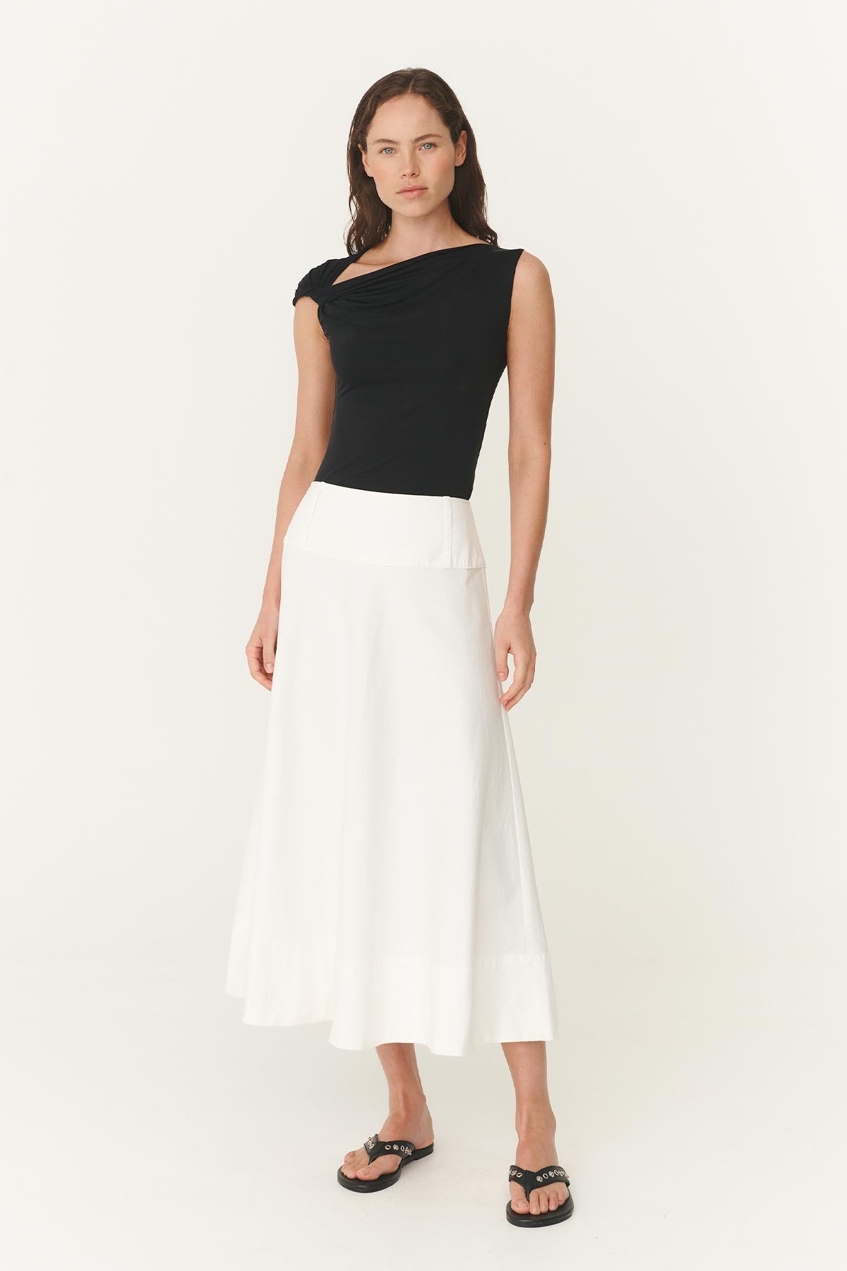 Rowie the label Anouk midi skirt in bone 1