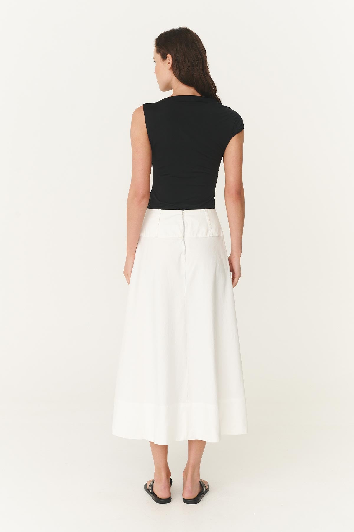 Rowie the label Anouk midi skirt in bone back shot