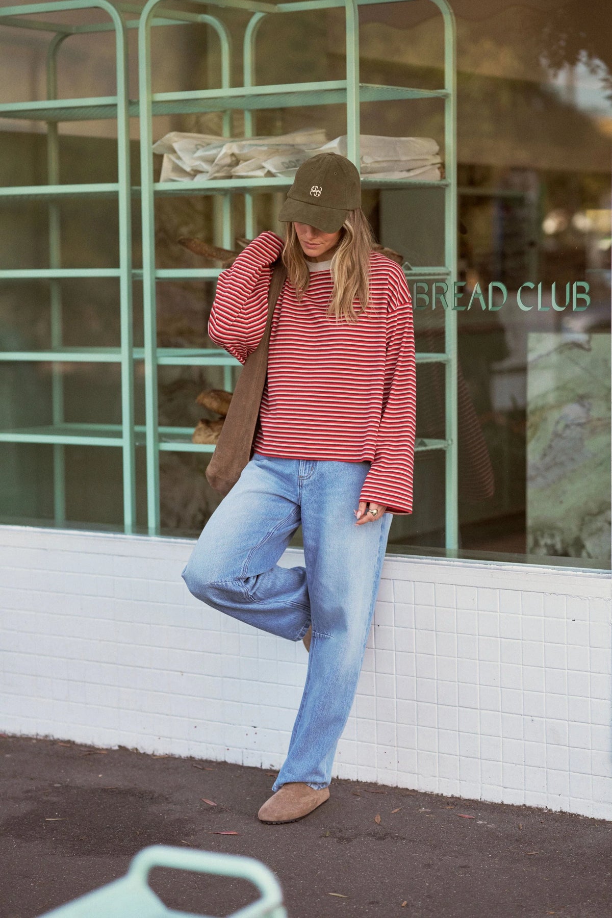 Ceres Life Beau Long Sleeve Slouchy Tee in mulberry/Red 4