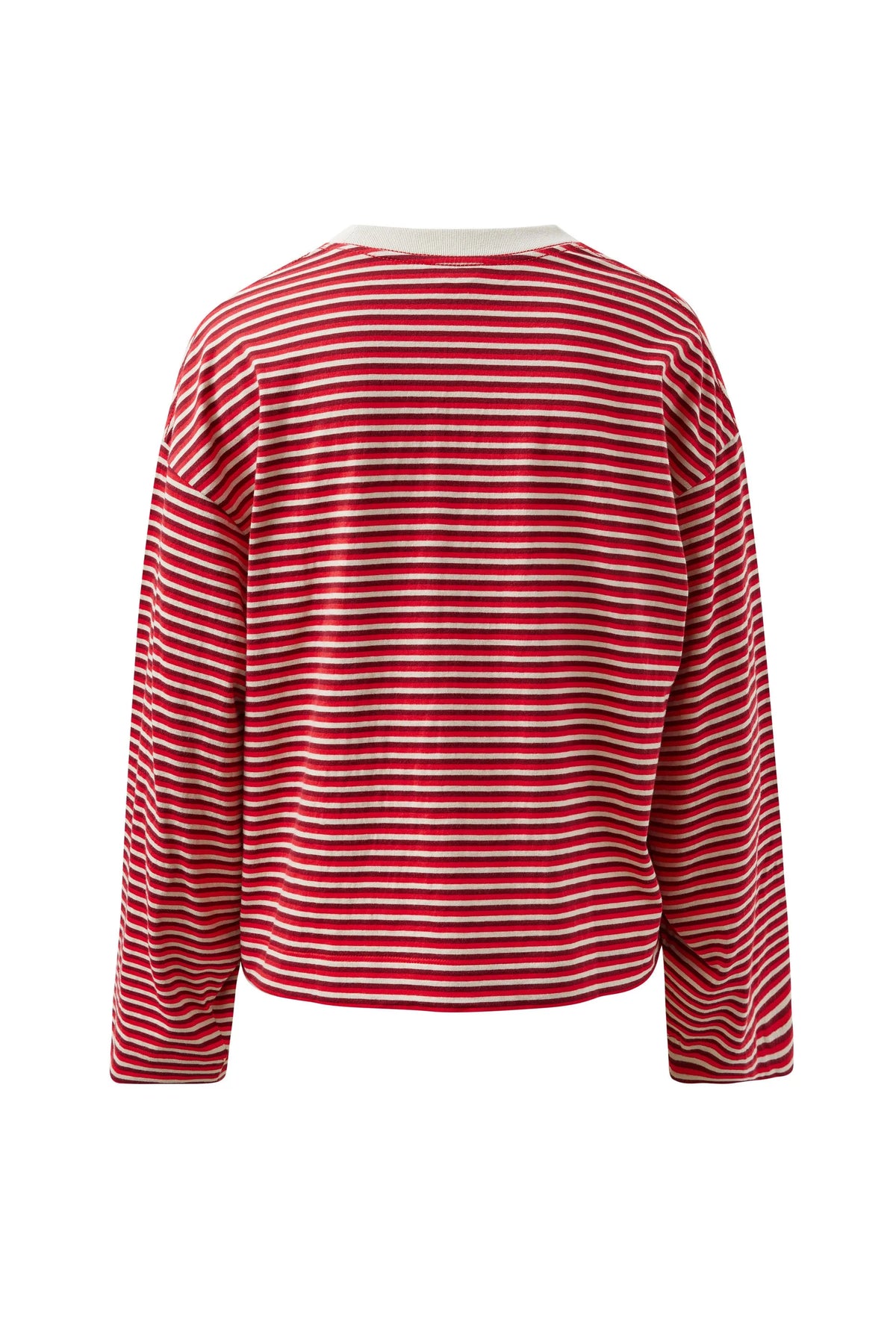 Ceres Life Beau Long Sleeve Slouchy Tee in mulberry/Red flat lay back