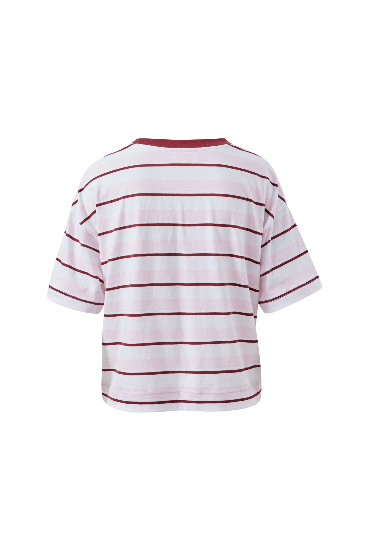 Ceres Life Brea Boxy Tee in pink stripe flat lay back