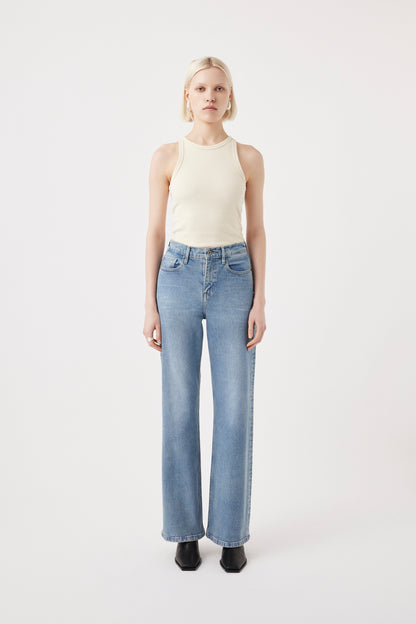 Outland Denim women's relaxed straight leg Farrah jeans front on