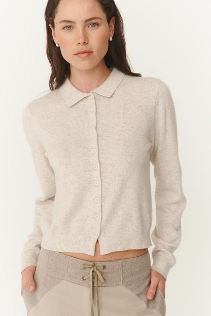 Rowie celia merino knit cardi in oat marle 1