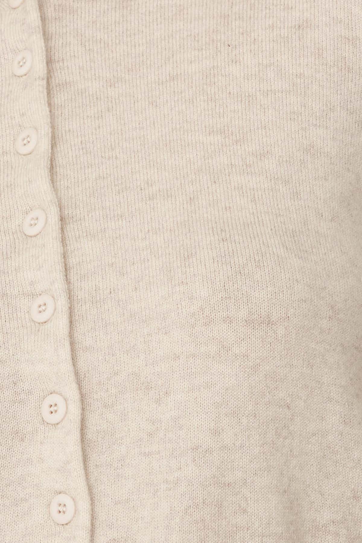 Rowie celia merino knit cardi in oat marle close up