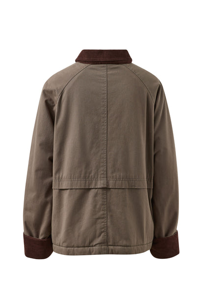 Ceres Life Blair Barn Jacket in Moss flat lay back shot
