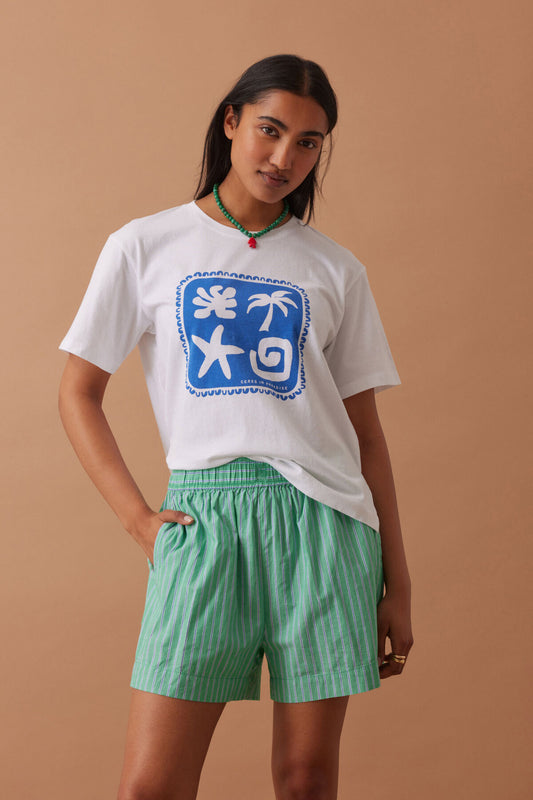 Ceres Life Mila Short in Zesty green stripe on model