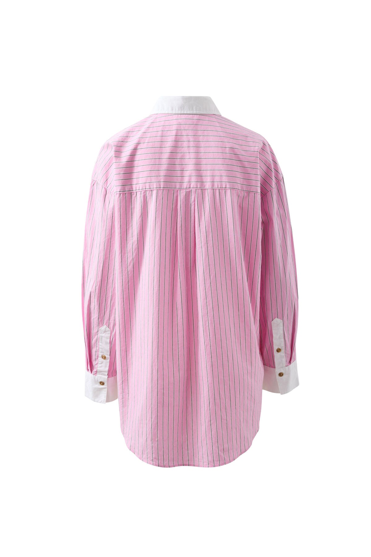 Ceres Life Peta Oversized Shirt in Hibiscus Pink Triple Stripe flat lay back shot