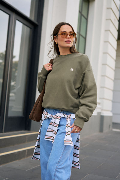 Ceres Life Quinn Slouchy Crew in Washed Olive – The Mum Loop