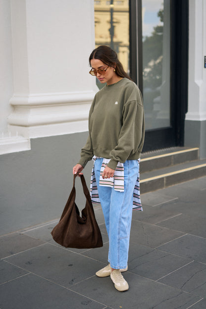 Ceres Life Quinn Crew in washed olive 4
