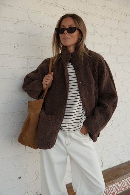 Ceres Life Teddy Jacket in chocolate 2