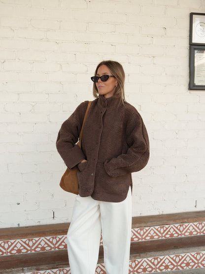Ceres Life Teddy Jacket in chocolate 3