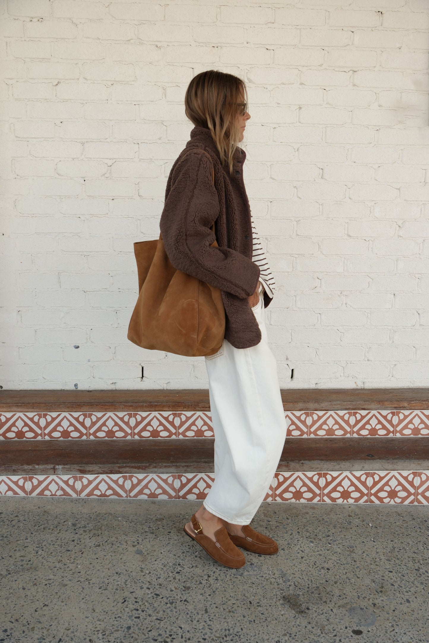 Ceres Life Teddy Jacket in chocolate side on