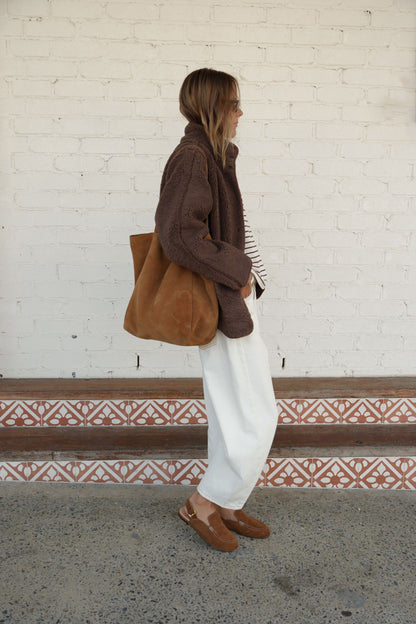Ceres Life Teddy Jacket in chocolate side on