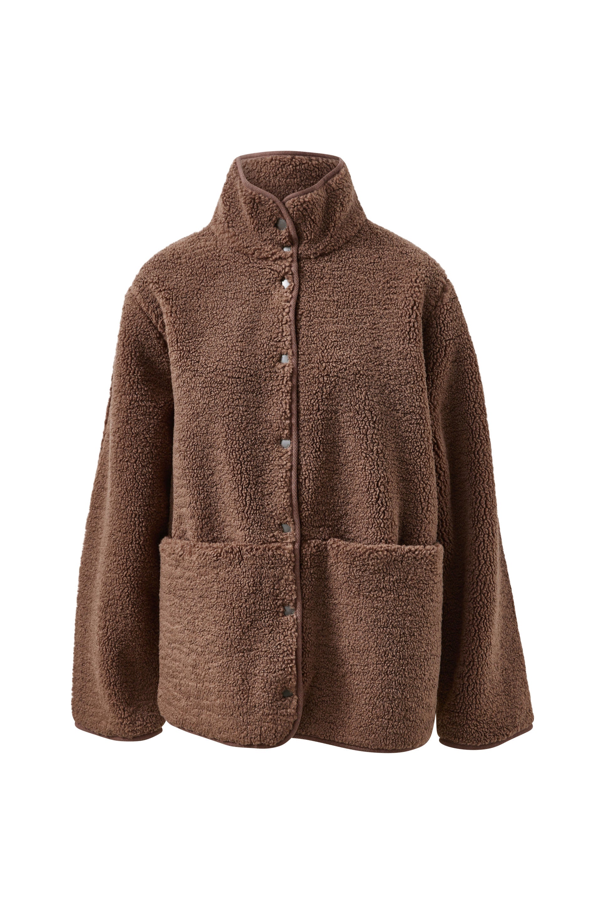 Ceres Life Teddy Jacket in chocolate flat lay