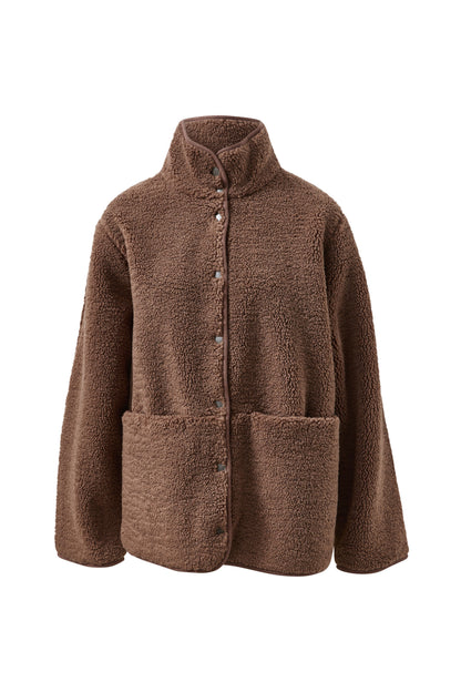 Ceres Life Teddy Jacket in chocolate flat lay