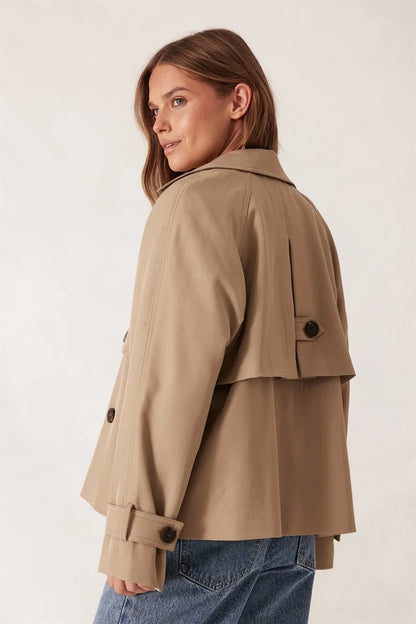 Ceres life short trench in summer taupe back shot