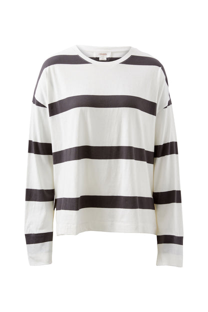 Scout Slouchy Long Sleeve Tee – Vanilla & Phantom Stripe