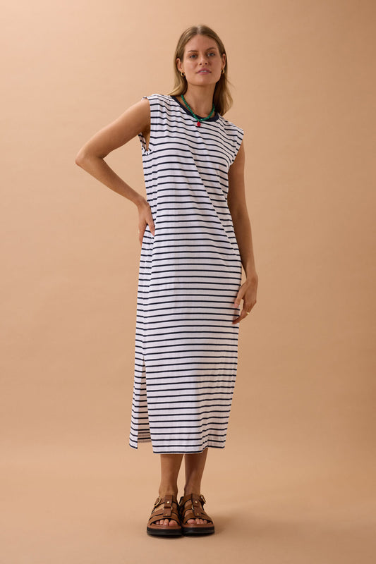 Ceres Life Paloma Dress white & navy stripe 1