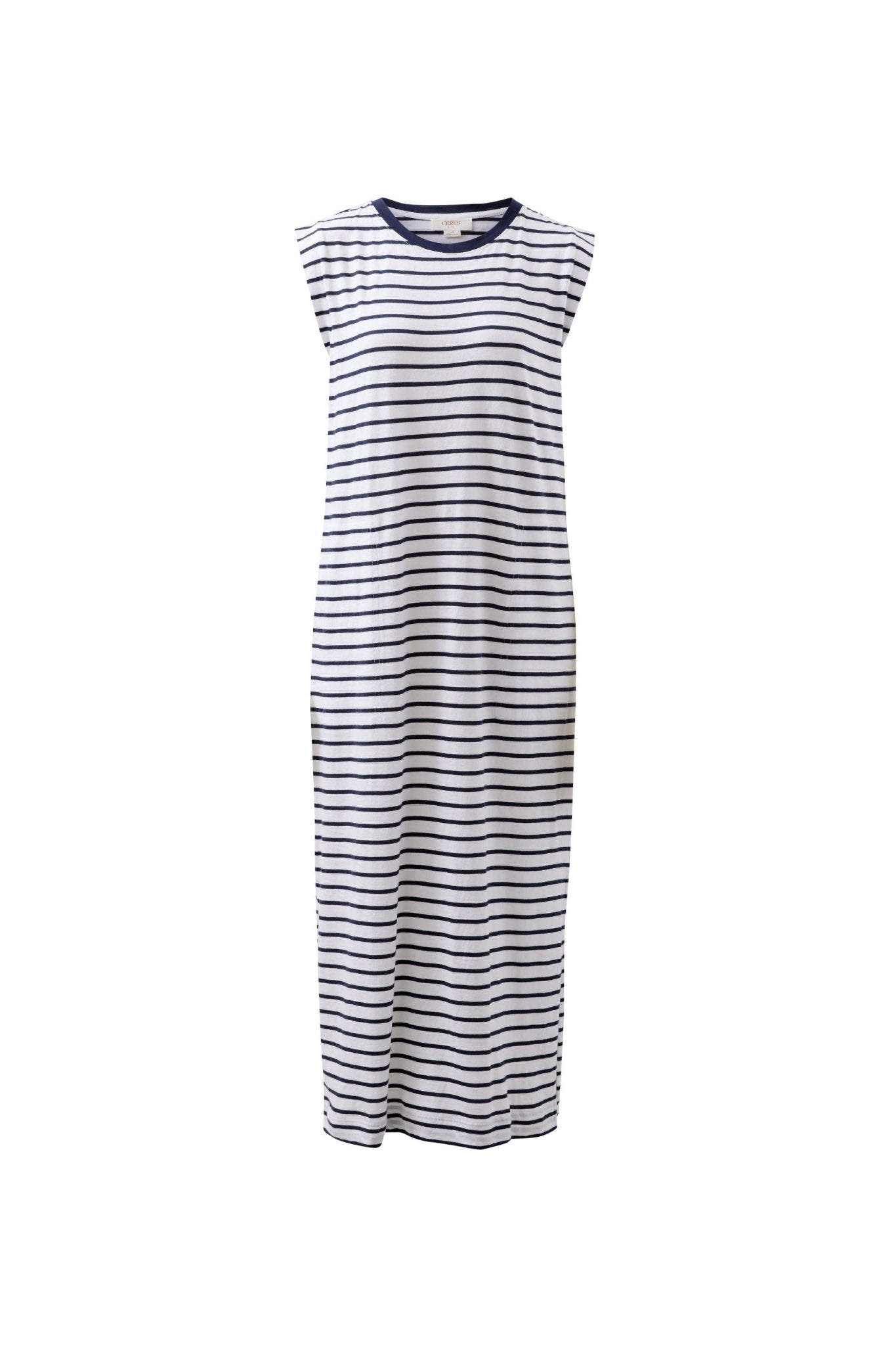 Ceres Life Paloma Dress white & navy stripe flat lay front