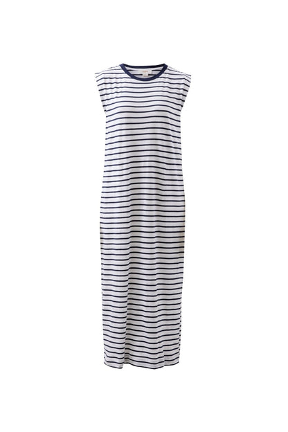 Ceres Life Paloma Dress white & navy stripe flat lay front