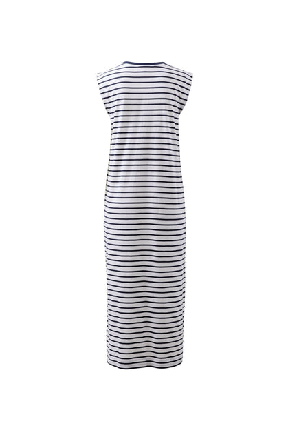 Ceres Life Paloma Dress white & navy stripe  flat lay back 