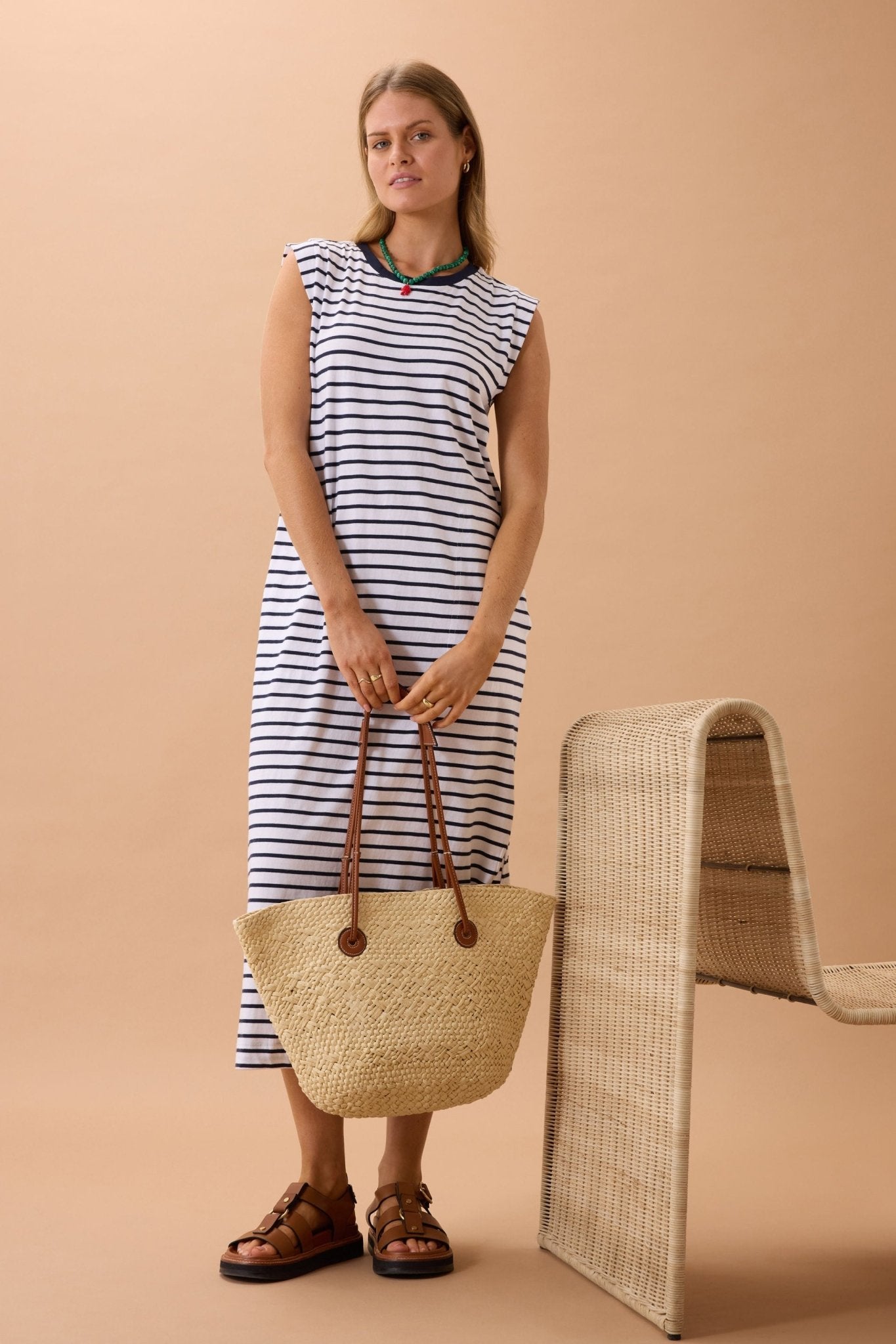 Ceres Life Paloma Dress white & navy stripe 2