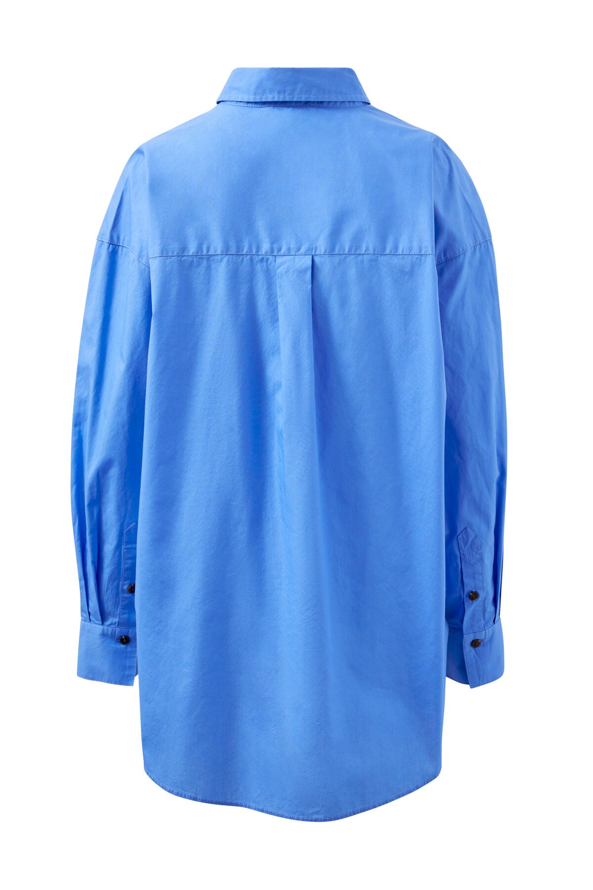Ceres Life Poplin shirt in Amalfi Blue flat lay back shot