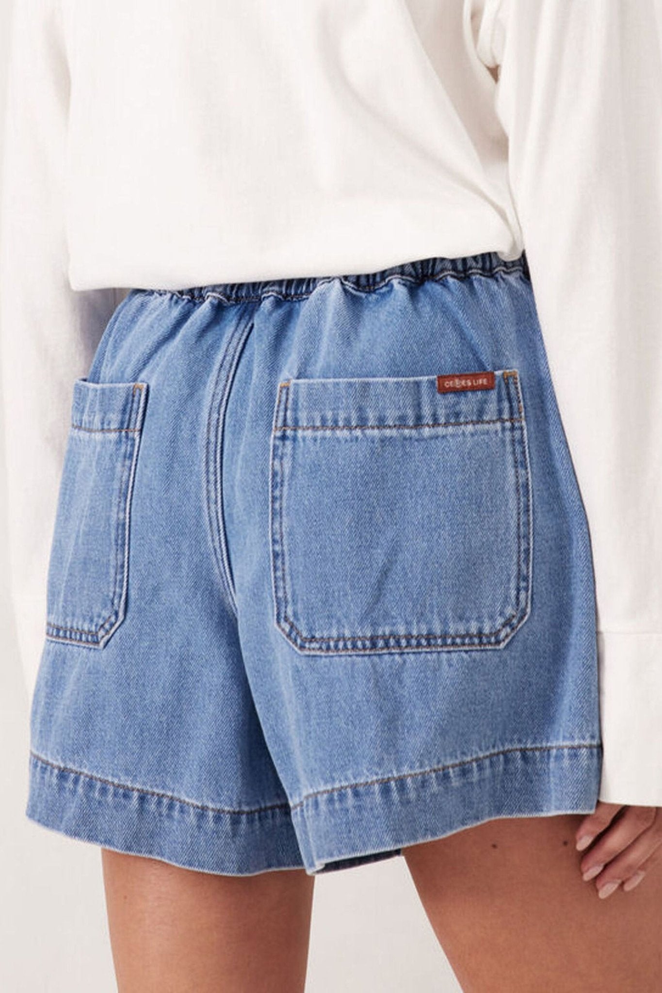 Ceres Life weekender shorts in vintage blue back shot