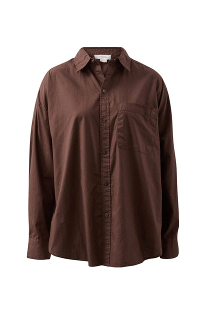 Ceres Life Peta oversized shirt – chocolate front lay front