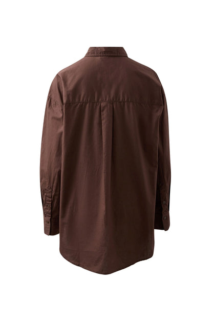 Ceres Life Peta oversized shirt – chocolate front lay back