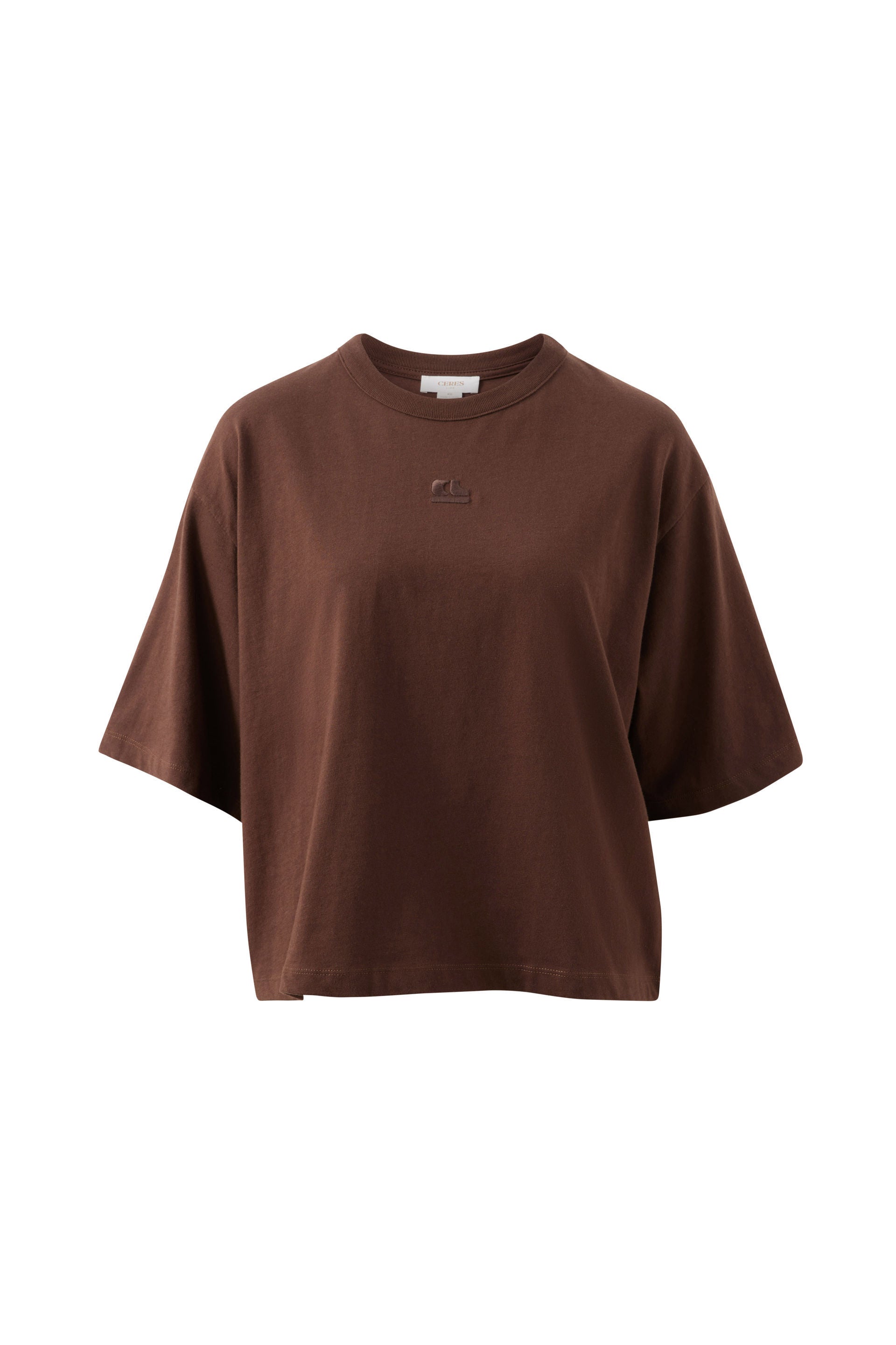 Ceres Life Phoebe Tee in chocolate flat lay front