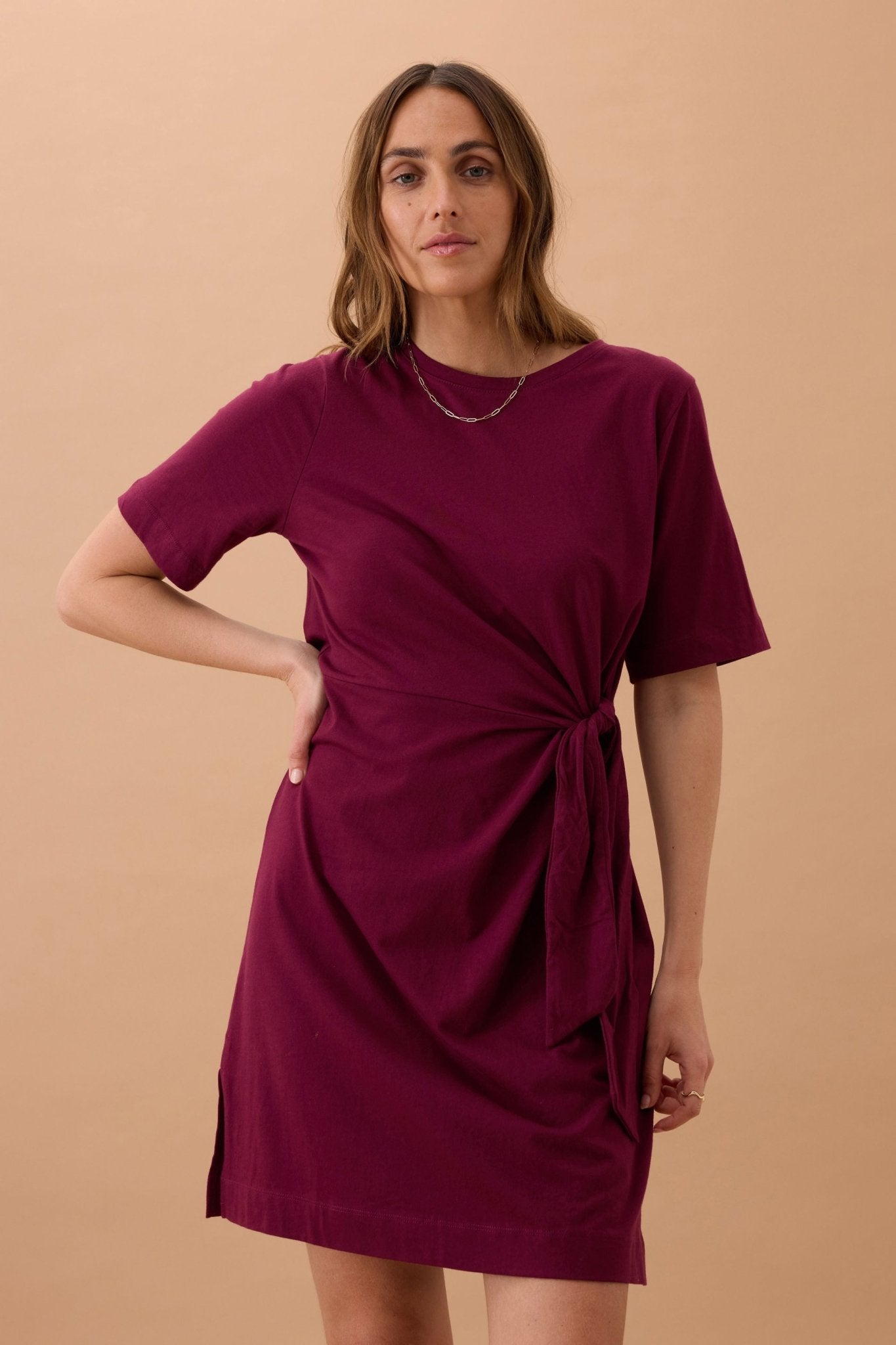 Ceres Life mini tee dress in pomegranate 3