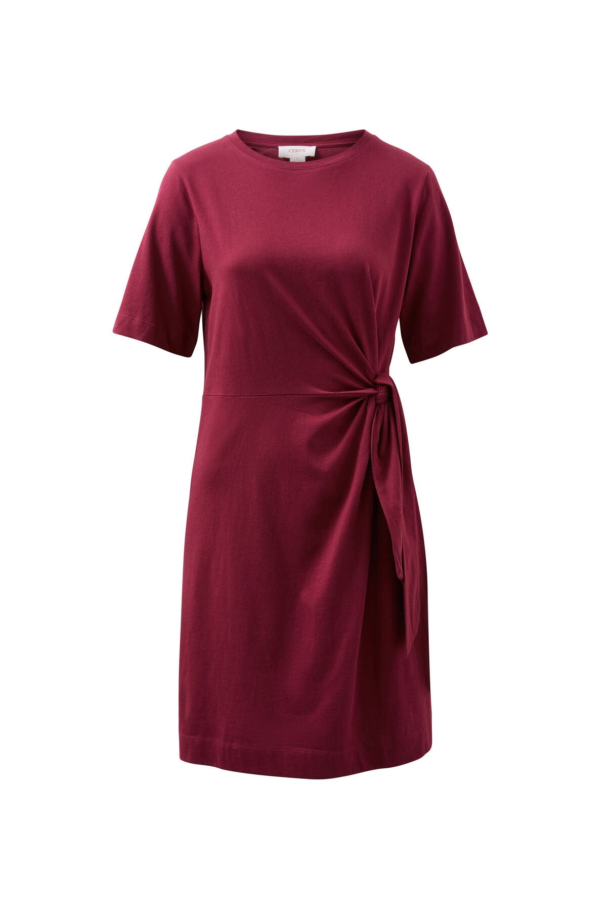 Ceres Life mini tee dress in pomegranate flat lay front