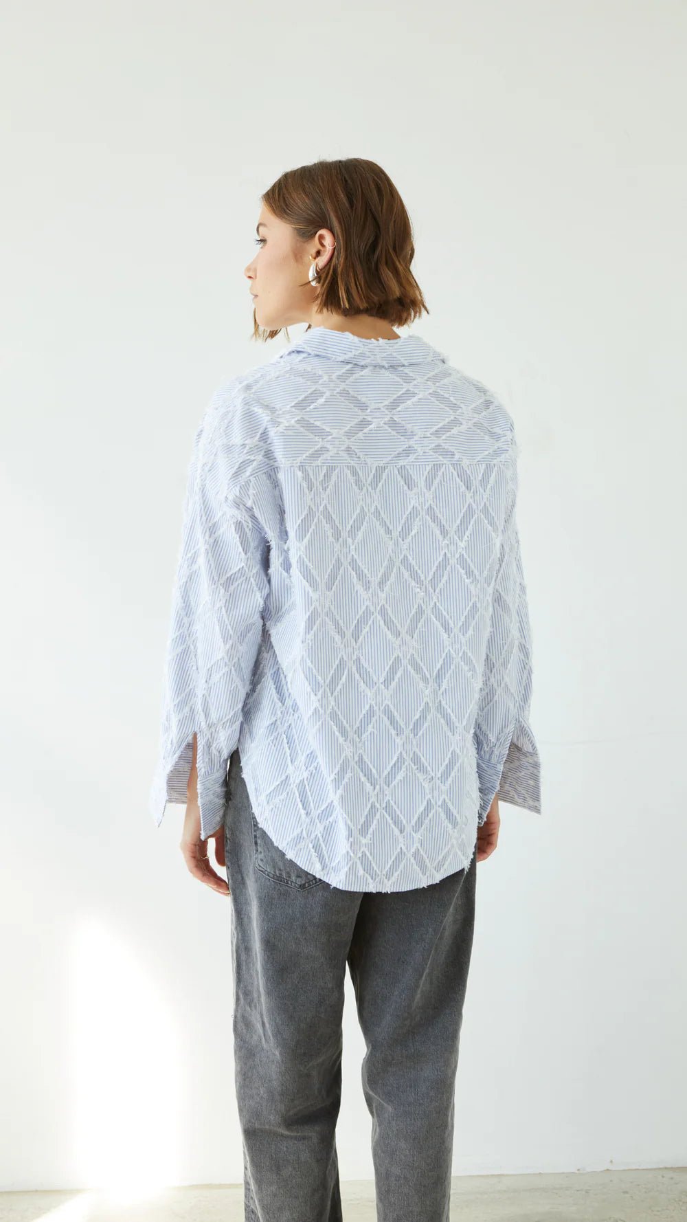 Charli Marlowe Shirt in blue stripe back shot