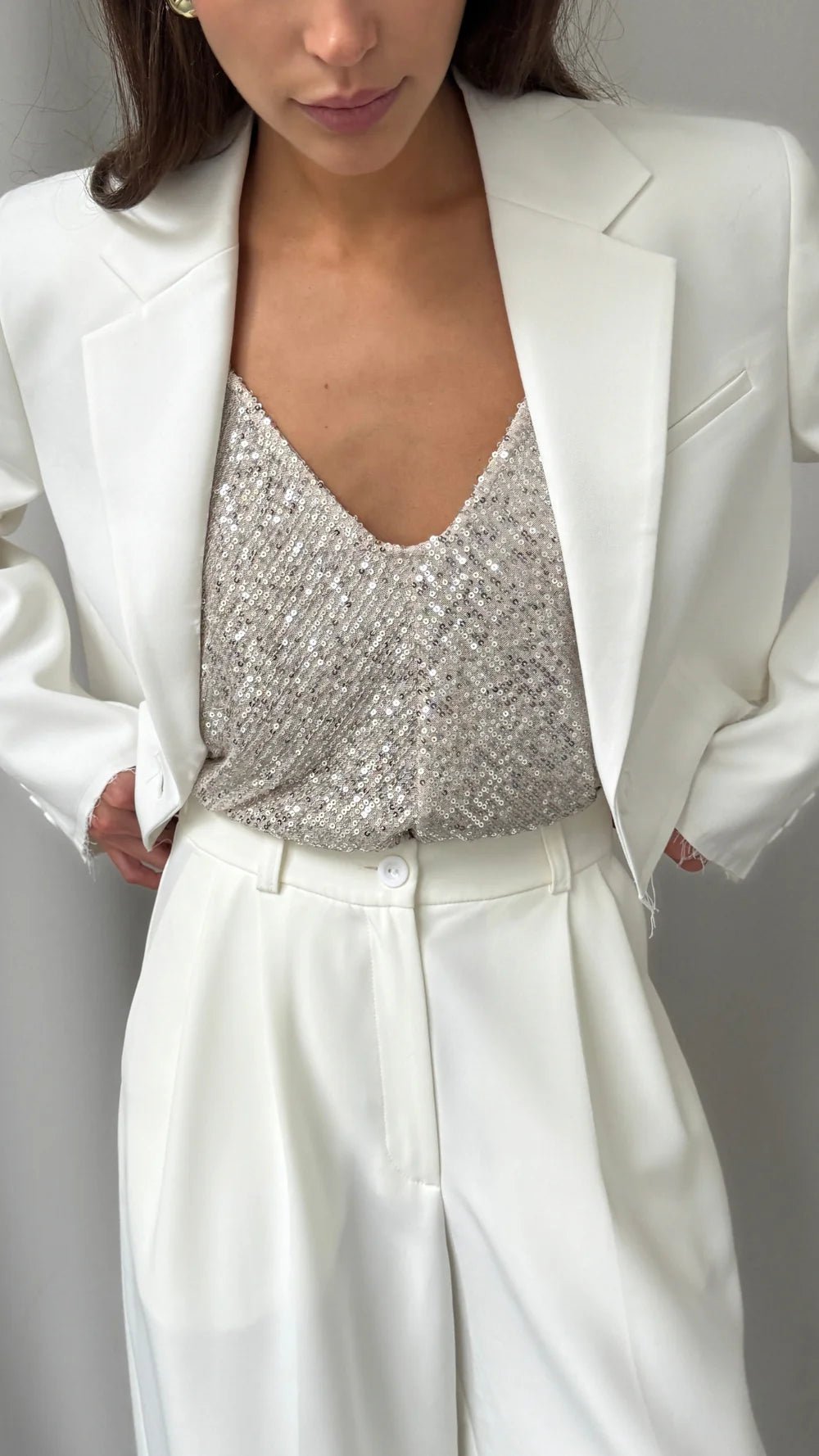 Charli sequin cami in silver 5