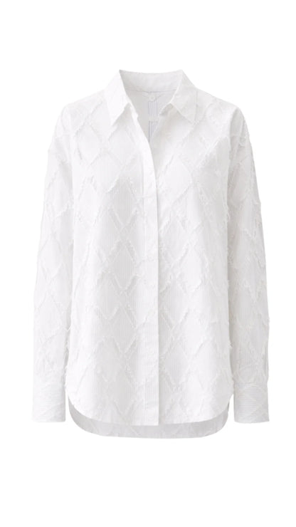 Charli Marlowe stripe shirt in white flat lay
