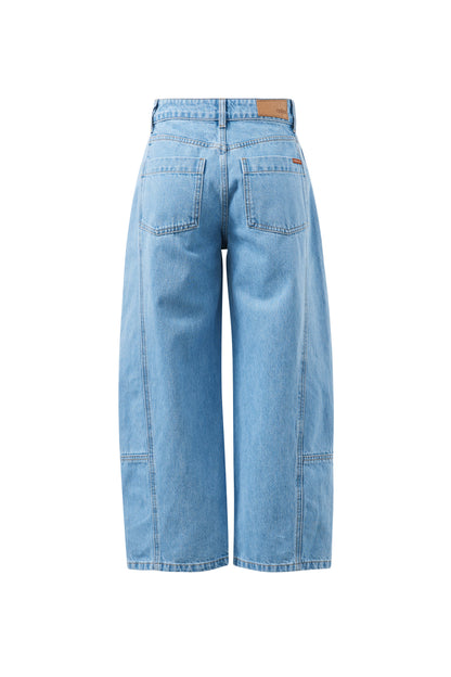 Ceres Life Demi barrel leg in vintage blue flat lay back